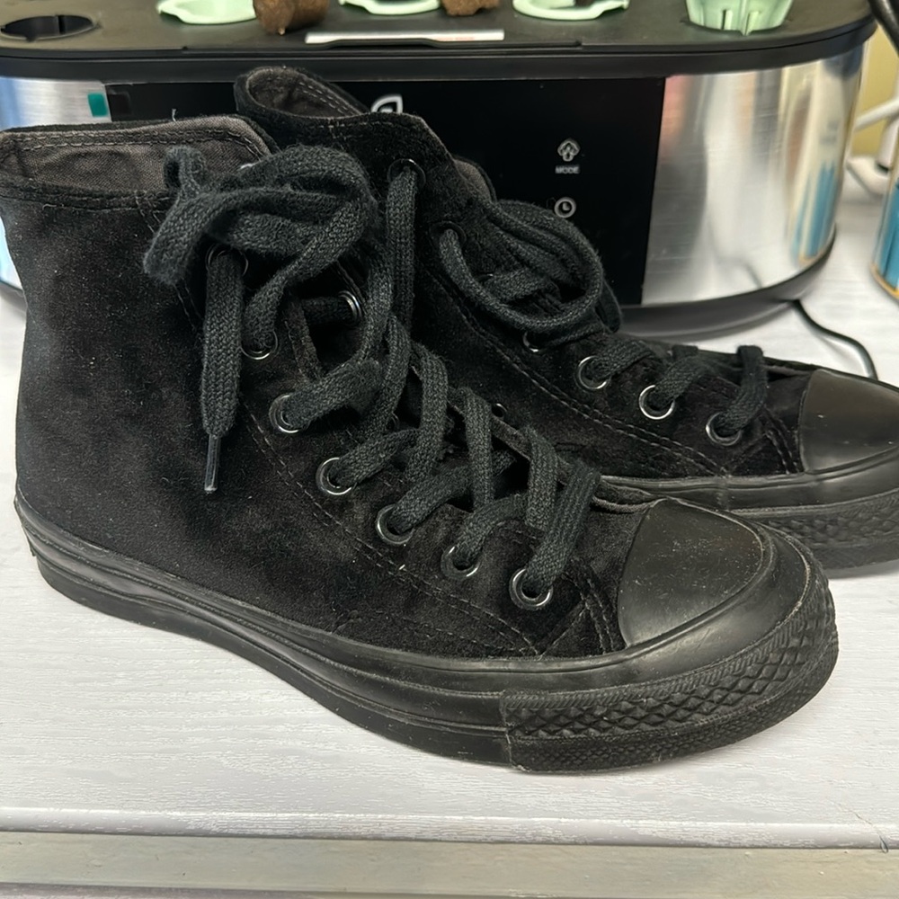 Special edition Black velour Converse highs